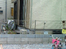 のフェンス・柵 メッシュ マイアミフェンス8A型 自由柱式 施工例