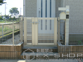 の門扉 エクスライン門扉3型 親子開き 門柱仕様 施工例