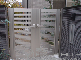 の門扉 エクスライン門扉1型 両開き 門柱使用 施工例