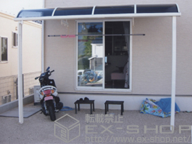 のテラス屋根 ライザーテラスII R型 テラスタイプ 単体 積雪〜20cm対応+吊り下げ物干し　標準　2本入 施工例