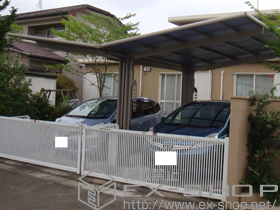 のカーポート レークポートシグマIII Y合掌 積雪〜30cm対応+収納式物干し ロング2本入り+レークポートシグマIII 屋根材ホルダー 施工例