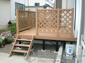 のウッドデッキ リウッドデッキ200 単体+リウッドステップ5型 Hタイプ3段+リウッドデッキフェンス2型 施工例