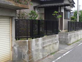 のフェンス・柵 エクスラインフェンス5型 自由柱使用 施工例