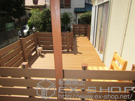 のウッドデッキ リコステージII 連棟＋樹の木用 ボードラインフェンス 施工例