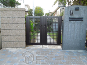 の門扉 シャレオR7型 両開き 柱使用 施工例