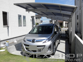 のカーポート プレシオスポート 縦連棟 積雪〜20cm対応+収納式物干しセット 施工例