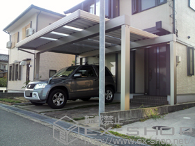 のカーポート テリオスポートIII 3000 2台用 4本柱 積雪〜100?対応 施工例