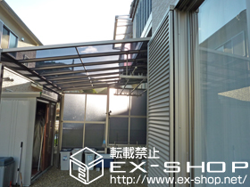 のテラス屋根 ライザーテラスIIF型 テラスタイプ 単体 積雪〜20cm対応＋側面スクリーン 2段 出幅5尺用×2セット 施工例