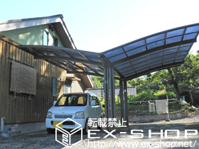 のカーポート カーブポートシグマIII Y合掌 積雪〜30ｃｍ対応＋カーブポートシグマIII用収納式物干し 施工例