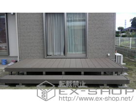 のウッドデッキ リウッドデッキ200 単体+独立式リウッドステップ2型+段床セット 正面タイプ 1段 施工例