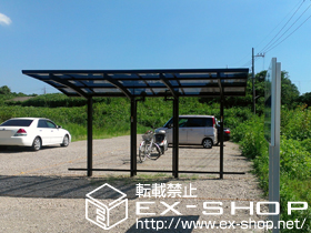 のサイクルポート・駐輪場 レイナポート ミニ 縦連棟 積雪〜20ｃｍ対応＋レイナポート ミニ用車止めバー(1本入り) 施工例