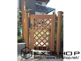 の門扉 ステイウッド門扉1型 片開き 75角門柱使用 施工例