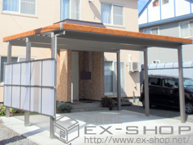 のカーポート テリオスポートIII 3000 2台用 角柱仕様 積雪〜100cm対応+テリオスポートIII サイドパネル（ポリカーボネート） 1面囲い 施工例