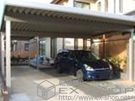 のカーポート ジーポートneo 2台用 Aタイプ 角柱仕様 標準鼻隠し 積雪〜100cm対応 施工例