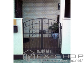 の門扉 コラゾン1型 両開き 柱使用 06-12 施工例