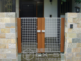 の門扉 マイリッシュM1型 両開き　門柱タイプ 施工例