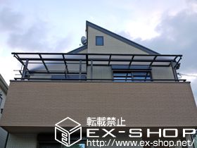 のバルコニー・ベランダ屋根 プレシオステラス R型 屋根タイプ 単体 積雪〜20cm対応＋吊り下げ式物干し 標準 2本入 施工例
