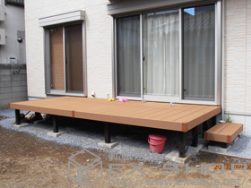 のウッドデッキ リウッドデッキ200 単体+独立式リウッドステップ2型 施工例