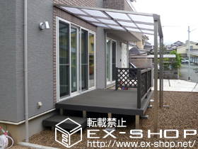 のウッドデッキ リウッドデッキ 200 単体 ＋独立式リウッドステップ2型＋リウッドデッキフェンス2型<ラチス格子> 施工例