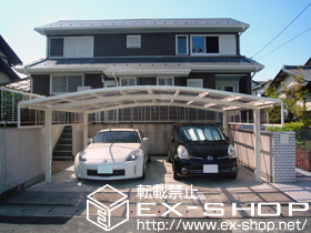 のカーポート カーブポートシグマIII ワイド 積雪〜20cm対応＋サイドパネル H500 1段仕様 57タイプ ×2 施工例