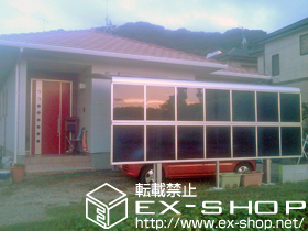 のカーポート プレシオスポート 積雪〜20cm対応＋サイドパネル　51-17H＋着脱式補助柱 2本＋収納式物干しセット2型 施工例