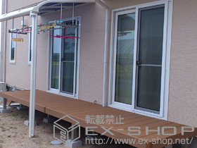 のウッドデッキ リウッドデッキ 200 連棟 +リウッドステップ5型 Tタイプ(2段用) 施工例