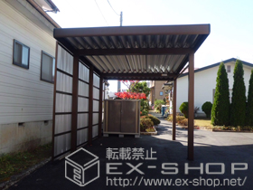 のカーポート ジーポートneo 積雪100cmＡタイプ 4本柱 角柱仕様+ジーポートneo サイドパネル<波板タイプ> 施工例