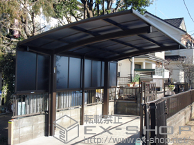 のカーポート レイナポート 積雪〜20cm対応+レイナポート サイドパネル+レイナポート 着脱式サポート 2本入 施工例