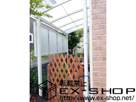 のテラス屋根 パワーアルファL型 テラスタイプ 積雪〜30?対応＋前面スクリーンパネル1段 ポリカーボネート（クリアマット） 施工例