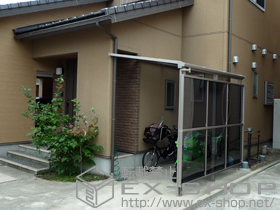 のテラス屋根 ライザーテラスII F型 1500 テラスタイプ 単体 積雪〜50cm対応+ライザーテラスII 前面スクリーン 2段仕様 施工例