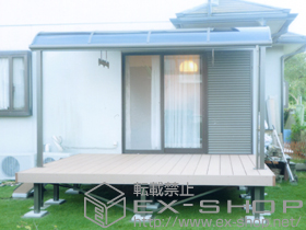 のウッドデッキ リコステージII 単体+ステップ 2段+テラス柱化粧カバー 施工例