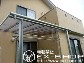 のテラス屋根 ヴェクターテラス F型 テラスタイプ 単体 積雪〜20cm対応＋吊り下げ式物干し 標準 2本入 施工例
