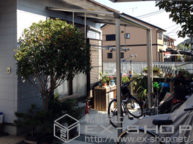 のテラス屋根 ヴェクターテラス F型 テラスタイプ 単体 積雪〜20ｃｍ対応+吊り下げ式物干し　ロング 2本入 施工例