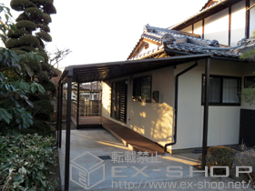 のテラス屋根 ライザーテラスII F型 テラスタイプ 連棟 積雪〜20cm対応+吊り下げ物干し 標準 2本入+ライザーテラスII 積雪カバー 施工例