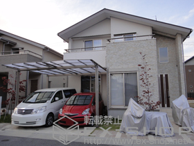 のカーポート エックスルーフ ワイド 積雪〜30cm対応 施工例