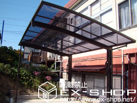 のカーポート カーブポートシグマIII 耐風圧強度仕様 積雪〜30cm対応＋収納式物干し 標準　2本入り 施工例