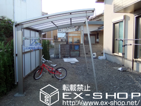 のサイクルポート・駐輪場 カーブパークシグマIII パネル1面囲い 積雪〜30cm対応＋収納式物干し 標準 2本入 施工例