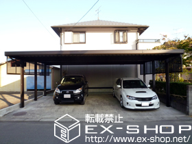 のカーポート レオンポートneo 3台用 角柱仕様 積雪〜50cm対応＋サイドパネル<平板タイプ> 標準用 57-10 施工例