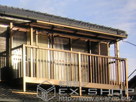 のバルコニー・ベランダ屋根 ライザーテラスII F型 屋根タイプ 単体 積雪〜20cm対応+アクトステージ部品 B 柱キャップ2個 施工例