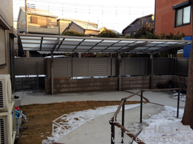 のカーポート カーブポートシグマIII 延長 積雪〜30cm対応+収納式物干し ロングタイプ 2本入 施工例