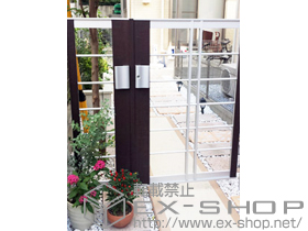 の門扉 ライフモダンII BP型 複合色 両開き親子 柱使用【特注】 施工例