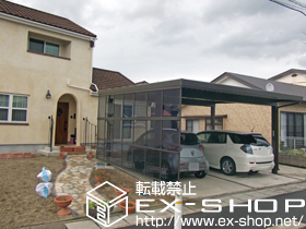 のカーポート テリオスポートIII 3000 2台用 4本柱 積雪〜100cm対応＋サイドパネル 標準タイプ 角柱タイプ 4本柱仕様 施工例