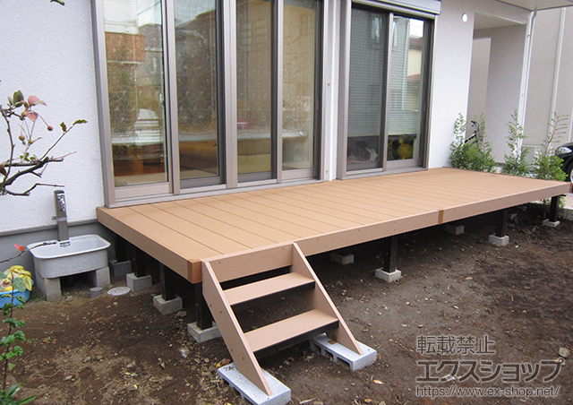 のウッドデッキ リウッドデッキ200 連棟+リウッドステップ5型 Tタイプ2段 施工例