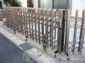 のカーゲート アルシャインII HW型Aタイプ ノンレール 両開き 角地タイプ （本体400+連結290） 施工例