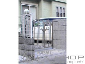 の門扉 フェスタA型 両開き親子 柱使用 施工例