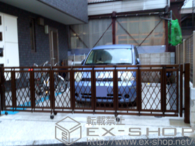 のカーゲート エクスライン伸縮ゲート4型 ノンレール 片開き 施工例