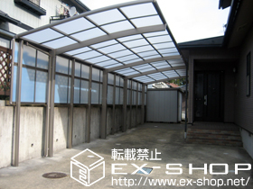 のカーポート カーブポートシグマIII 縦連棟 積雪〜20cm対応＋サイドパネル 2段仕様 Ｈ500+800　57×2 施工例