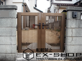 の門扉 プリレオ R2型 両開き 柱使用 施工例