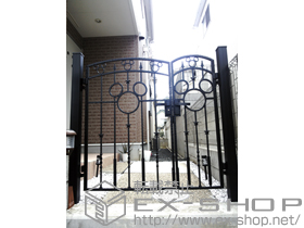 の門扉 ディズニー門扉 ミッキーA型 両開き親子 75角門柱式 施工例