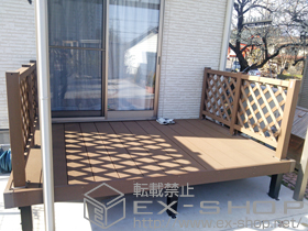 のウッドデッキ リウッドデッキ 200+リウッドデッキフェンス2型＜ラチス格子＞ 施工例